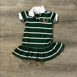 Green and White Ruffled Polo Dress